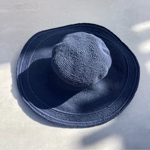 SAN DIEGO HAT COMPANY BALI COTTON CROCHET SUN HAT - NAVY - Picture 4 of 7